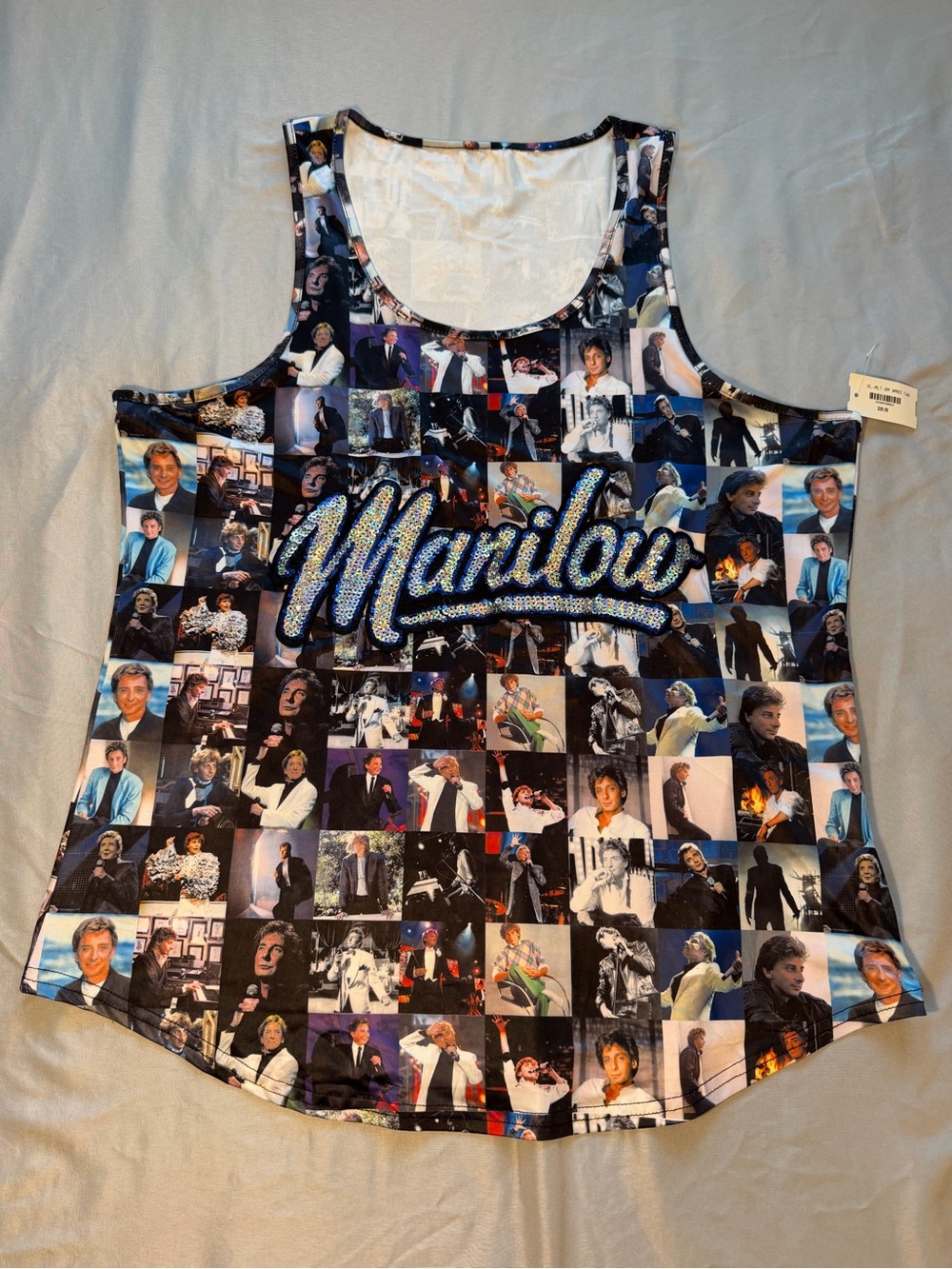 Barry Manilow Sequin Logo Photo-Print Tank Top - Black/Multi